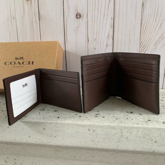 NWT COACH COMPACT ID WALLET CROSSGRAIN LEATHER - Picture 4 of 6